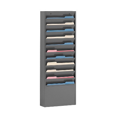 Gray Steel 11-Pocket Vertical Literature Rack