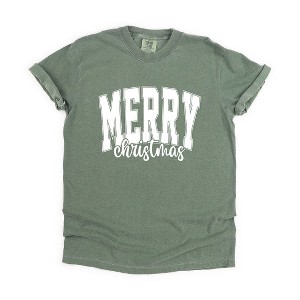 Simply Sage Market Women's Merry Christmas Cursive Bold Short Sleeve Garment Dyed Tee - 1 of 4