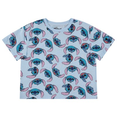Ladies Lilo and Stitch Shirt - Ladies Classic Lilo and Stitch Fashion Tee - Disney Lilo and Stitch Short Sleeve Skimmer Crop Top Tee