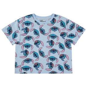 Ladies Lilo and Stitch Shirt - Ladies Classic Lilo and Stitch Fashion Tee - Disney Lilo and Stitch Short Sleeve Skimmer Crop Top Tee - 1 of 4