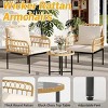 3-Piece Wicker Patio Bistro Set, Glass Top Side Table & Cushioned Rattan Chairs - Beige, Perfect for Outdoor Balcony, Porch, and Backyard - 4 of 4