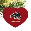 Stony Brook University Seawolves Logo Heart Love Wood Christmas Tree Holiday Ornament - 2 of 3