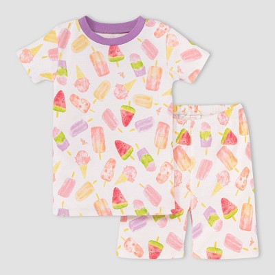 Burt's Bees Baby® Girls' 2pc Popsicle Organic Cotton Short Sleeve Pajama Set - Purple