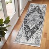 6' Gray And Dark Gray Medallion Runner Rug - 2 of 4
