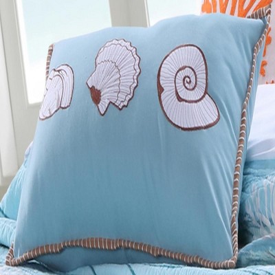 Coastal Blue Embroidered Cotton Pillow Set