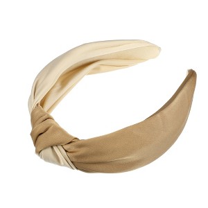 Unique Bargains Women's Top Knotted Fashion Elastic Wide Headband Beige Brown 1 Pc - 1 of 4
