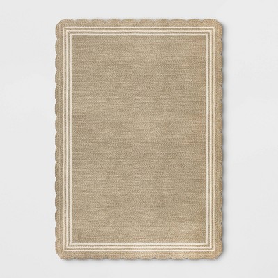 Scalloped Edge Braided Outdoor Area Rug Natural - Threshold™ designed with Studio McGee