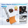 Snow Shovel Pusher for Driveway,Heavy Duty 2-Wheel Snow Shovel with Double Rod,29" Angled Blade Efficient Metal Snow Removal,Snow Plow for Sidewalk - 2 of 4