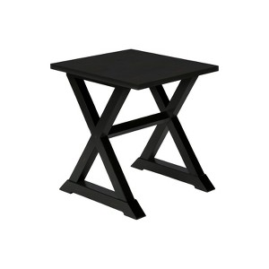 FONTO Square Side Table, Bedside Table with with a Trestle Style Base for Bedroom Living Room, Black, 23.5"*23.5"*22" - 1 of 4