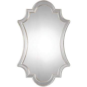 Uttermost Arched Top Quatrefoil Vanity Accent Wall Mirror Vintage Antiqued Silver Mirrored Frame 27" Wide for Bathroom Bedroom