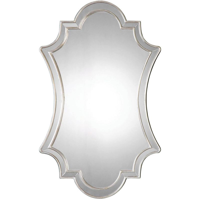 Uttermost Arched Top Quatrefoil Vanity Accent Wall Mirror Vintage Antiqued Silver Mirrored Frame 27" Wide for Bathroom Bedroom, 1 of 3