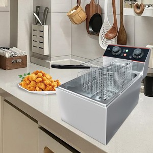 Dual-Tank Commercial Deep Fryer,  Stainless Steel Countertop Fryer Machine with Baskets and Lids - 1 of 4