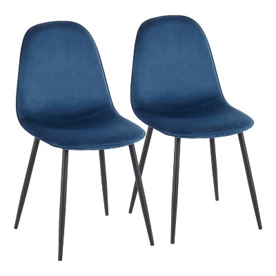 Set of 2 Pebble Contemporary Dining Chair Black/Blue - LumiSource