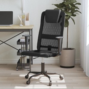 vidaXL Office Chair Black Mesh Fabric and Faux Leather - 1 of 4