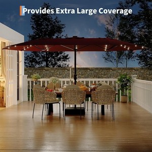 15 ft Rectangular Patio Umbrella Large Patio Umbrella with Crank Handle - 1 of 3