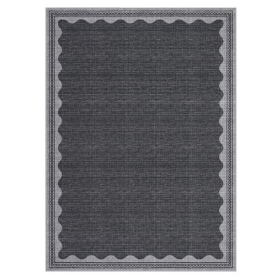 homfan Scalloped Washable Rug w/ Non-Slip Back - Modern Low-Pile Carpet for Living Room, Bedroom