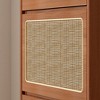 HDZNVF Rattan Shoe Cabinet for Entryway, Free Standing Shoe Rack with 3 Flip Drawers & Black Pegboard, Walnut - 4 of 4
