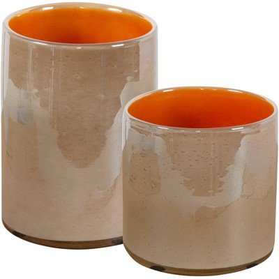 Uttermost Tangelo Light Beige Glass Vases Set of 2