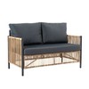 Sapphtopaz PE Rattan Outdoor Sofa Set, Minimalist Outdoor Patio Sofa with Gray Cushion, Black Brown Patio Sofas, Set of 2 Single Sofa - 3 of 4