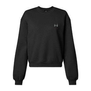 Dalix Butterfly Embroidered Fleece Relaxed Boxy Fit Long Sleeve Crewneck Sweatshirt Womens - 1 of 4