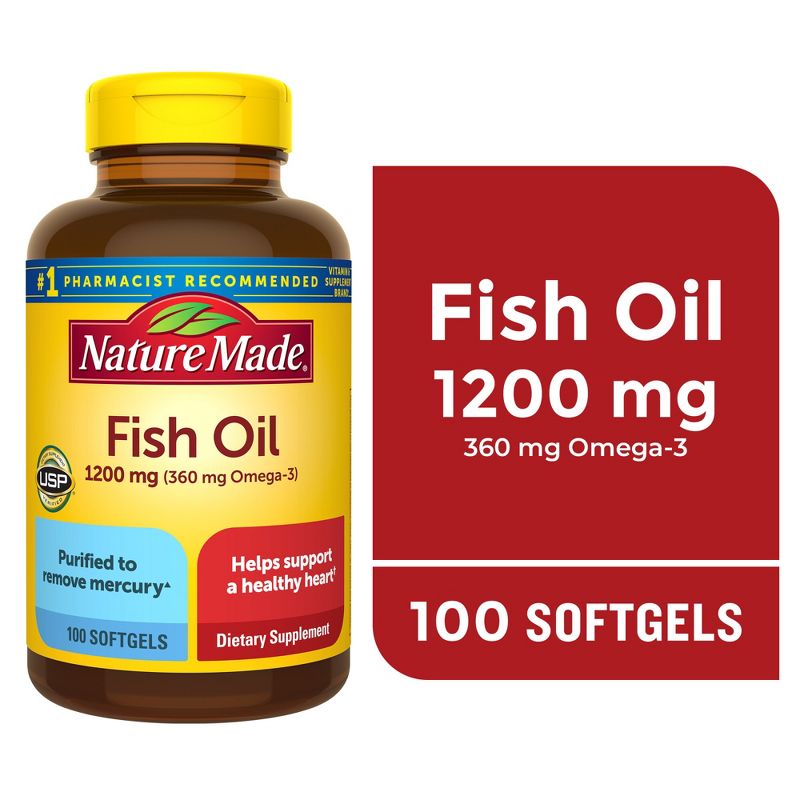 Nature Made Fish Oil Supplements 1200 mg Omega 3 Supplements for Healthy Heart Support Softgels, 4 of 14