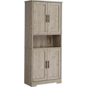 White Pantry Cabinet,70" Tall Kitchen Pantry Cabinet with Doors and Adjustable Shelves Freestanding Cupboard Tall Storage Cabinet - 1 of 4