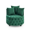 SEVOBAL Sofas Velvet Upholstered Swivel Chair with Button Tufting and Movable Wheels for Living Room Bedroom, Green, 30.5"*30.5"*14.75" - 3 of 4