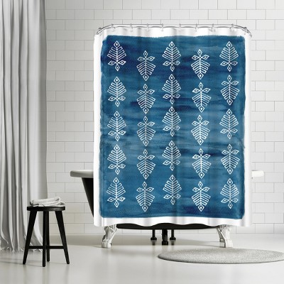 Navy And White Block Print Three by Gert & Co - Shower Curtain - Americanflat