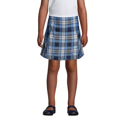 Lands' End School Uniform Kids Side Pleat Plaid Skort Above Knee