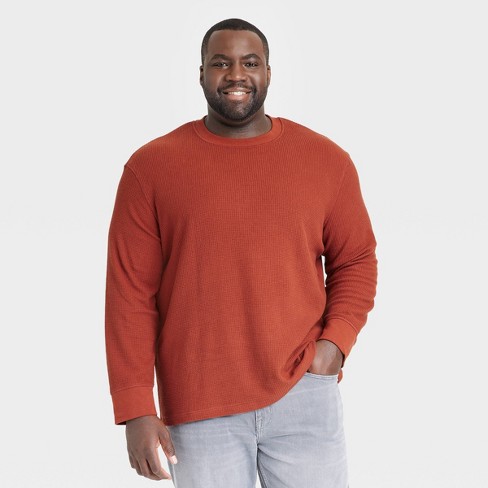 Men's Big & Tall Textured Long Sleeve T-shirt - Goodfellow & Co™ Dark Red  Lt : Target