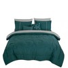 9 Piece Bed-in-a-Bag Teal Green Floral Solid Soft Bedding Comforter Set - 2 of 4