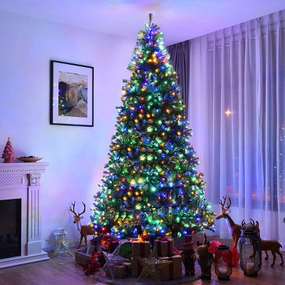 Costway 9ft Pre-lit Artificial Christmas Tree Hinged 1000 Led Lights ...