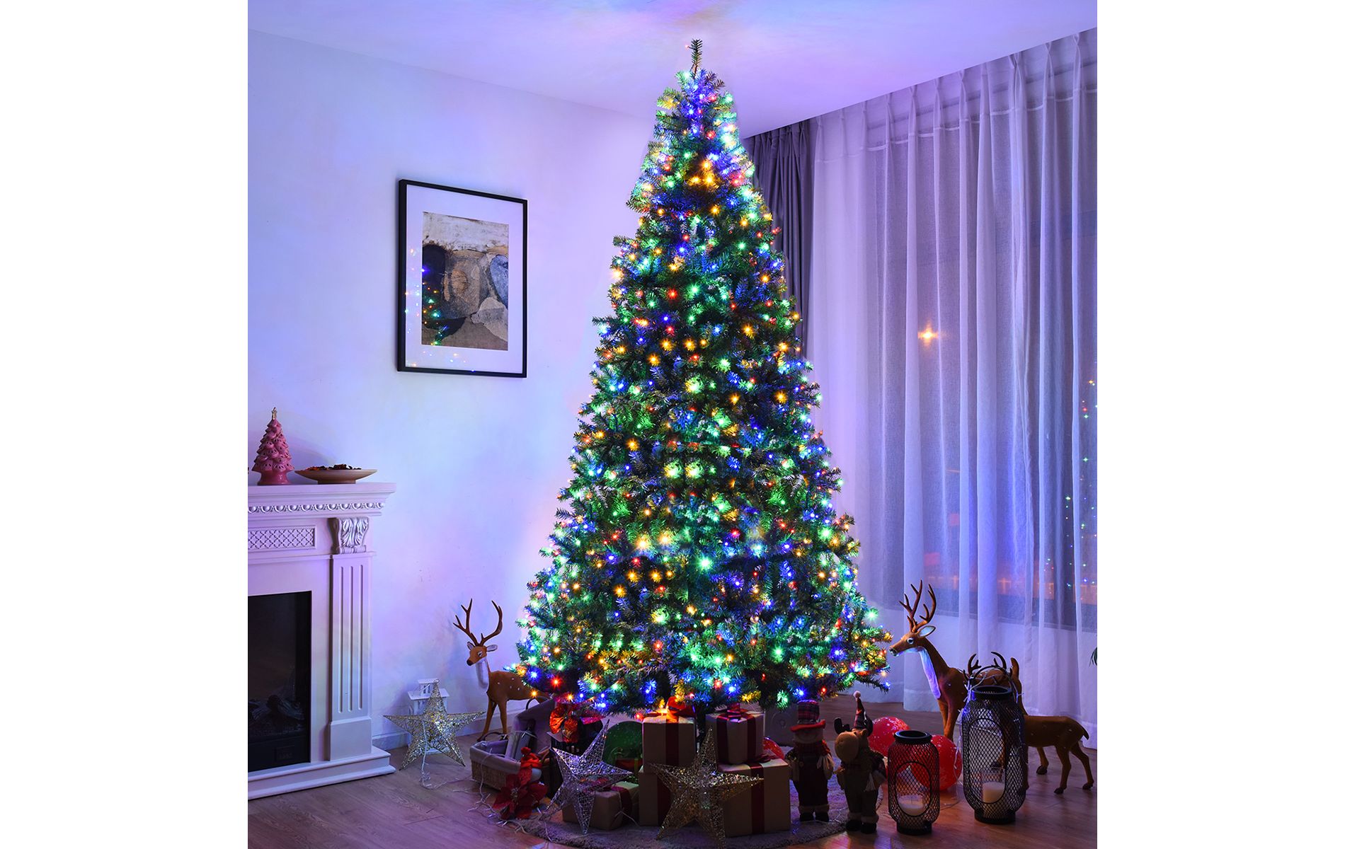 Costway 9Ft Pre-Lit Artificial Christmas Tree Hinged 1000 LED Lights