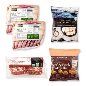 ButcherBox - Holiday Appetizer Favorites Rack of Lamb, Bacon, Sea Scallops, Meatballs - Frozen - 7 lbs - 1 of 4