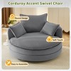 Whisen Corduroy Swivel Round Sofa Chair with Dual-layer Cushion Design and 3 Removable Pillows - 4 of 4