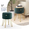 StorageBud Round Ottoman with Storage, Textured Velvet Storage Ottoman, Modern Foot Stool for Living Room and Bedroom - 4 of 4
