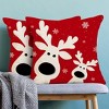 Merry Christmas Pillow Covers 18 x 18 Inch Set of 2, Winter Red Snowflake Deer Decorative Throw Pillow Covers - 3 of 4