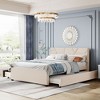 Luxury Linen Upholstered Bed with Stylish Brick Headboard & Twin XL Trundle - Dream Bedroom Essential - 2 of 4