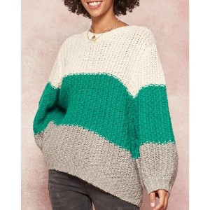 Women's OVERSIZED COLORBLOCK CROCHET KNIT SWEATER - PROMESA - 1 of 2