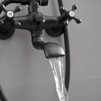 Matte Black Adjustable Height Dual Shower Head System