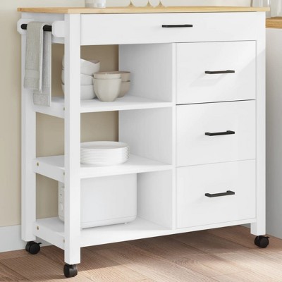 vidaXL Kitchen Trolley MONZA 33.1 in.x15.7 in.x35.4 in. Solid Wood Pine