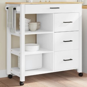 vidaXL Kitchen Trolley MONZA 33.1 in.x15.7 in.x35.4 in. Solid Wood Pine - 1 of 4