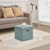 VECELO Folding Storage Ottoman Bench, End of Bed Linen Fabric Foot Rest Stool with Padded Seat, Large Footstool for Bedroom or Living Room - 2 of 4