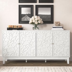 Galano Verbus Erdstall Wood 61.5 in. 4 Door Sideboard with Adjustable Shelves in Pearl White Oak, Black, Oslo Oak - 1 of 4
