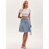 INSPIRE CHIC Women's Denim High Waist Flared Raw Hem with Pockets Casual A Line Jean Skirts - 3 of 4