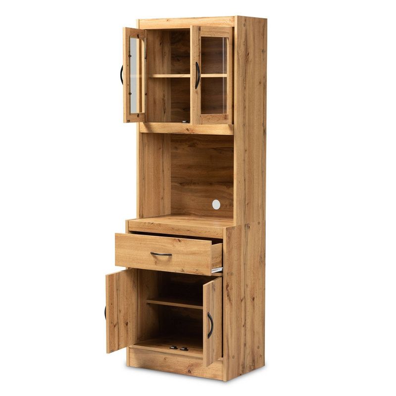 Laurana Wood Kitchen Cabinet and Hutch Oak Brown - Baxton Studio, 3 of 10