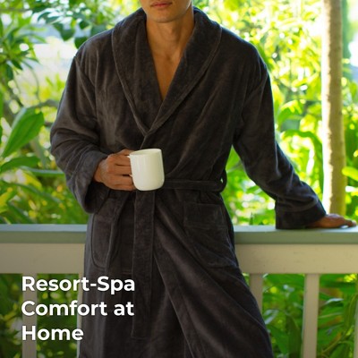 Graphite Plush Shawl Collar Bathrobe, S/M