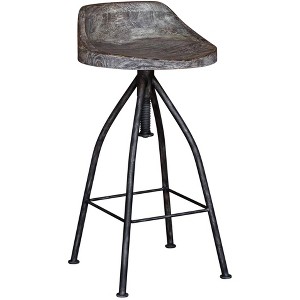 Uttermost Mix Wood Iron Swivel Bar Stool 33" High Industrial Gray Glazed Driftwood Adjustable for Kitchen Counter Height Island - 1 of 1