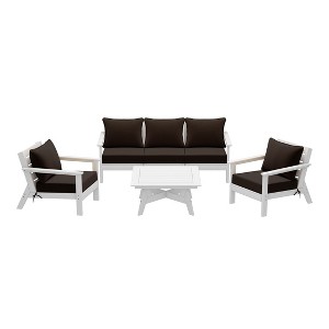 WestinTrends Avalon Outdoor 6-Piece Modular Sectional Patio Furniture Sofa Set, White/Brown - 1 of 4