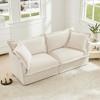 2-Seater Chenille Slipcovered Deep Seat Sofa Couch with Detachable Cover and High Back Pillows - 3 of 4